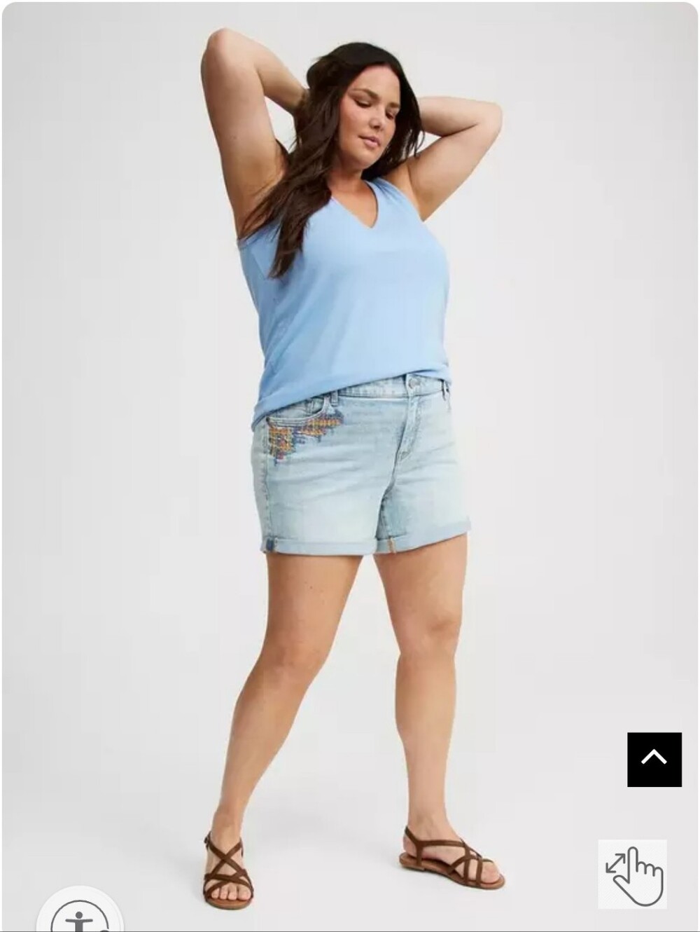 Torrid 5 Inch Perfect Embroidered Mid Rise Denim Shorts Sz 12
